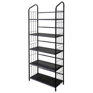 5-Tier Bookcase Storage Shelves Rack in Black Metal Q280-OI5TMB6822