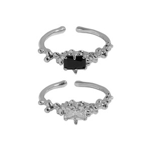 Geometry CZ Rectangle 925 Sterling Silver Adjustable Rings R866-HFH_661750943816