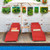 3 Pieces Folding Patio Eucalyptus Wood Lounge Chair Set with Foldable Side Table - Color: Red D681-HW63882