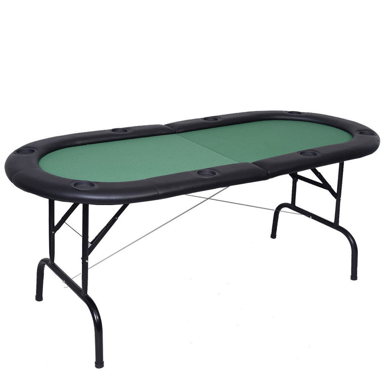 8 Players Texas Holdem Foldable Poker Table-Green - Color: Green D681-TY310280