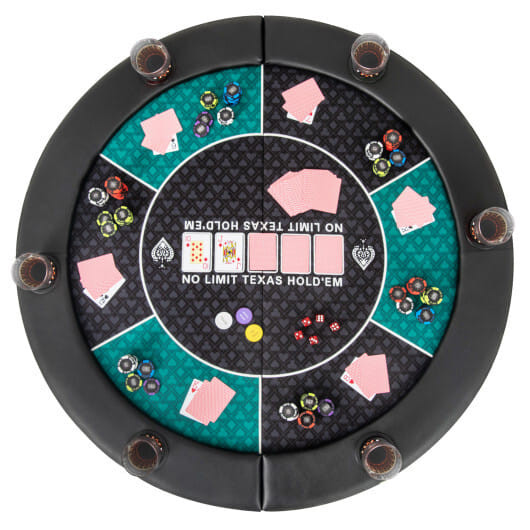 Portable 48 Inch 6-Player Foldable Poker Table Top Round Game Mat-Green B593-UY10157