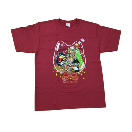 Playera unisex Michiverso Navidad Esfera 2025 edición limitada rojo, estampado frontal navideño de Larenn Syanne