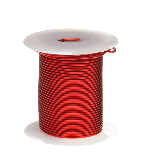Remington Industries. Magnet Wire, Enameled Copper Wire, 26 AWG, Heavy Build, 2 oz, 157' Length, 0.0178" Diameter, Red color.