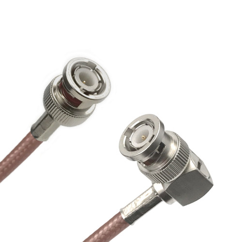 RG-400 Coaxial Cable Assembly with BNC (Male) to BNC (Male Right Angle) Connectors, 50 Ohm Impedance, 13 Lengths Available