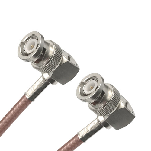 RG-400 Coaxial Cable Assembly with BNC (Male Right Angle) to BNC (Male Right Angle) Connectors, 50 Ohm Impedance, 13 Lengths Available