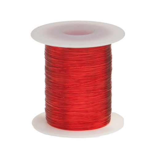 Magnet Wire, Enameled Copper Wire, 32 AWG, 2 oz, 625' Length, 0.0088" Diameter, Red, 32SNSP.125