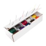 A set of ten wire spools in different colors.