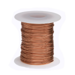 A spool of insulated, bare copper wire.