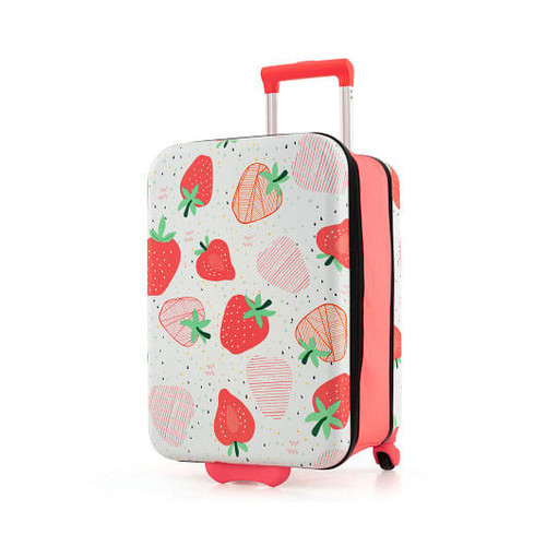 20 Inch Kids Rolling Luggage Foldable Hardshell Carry-on Suitcase on Wheels-Pink - Color: Pink