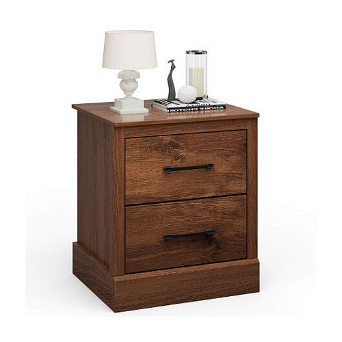 Wood Compact Floor Nightstand with Storage Drawers-Rustic Brown - Color: Rustic Brown D681-JV10795WN