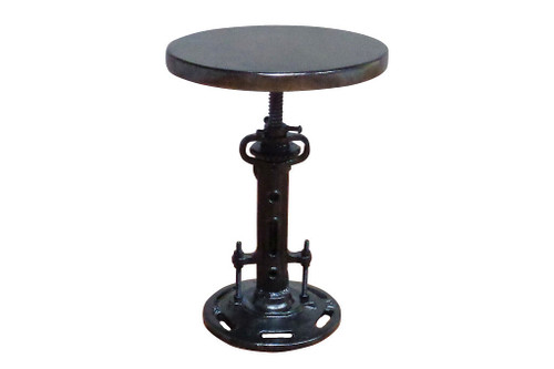 13" Black Round Industrial Adjustable Wood and Metal Stool. N270-517840