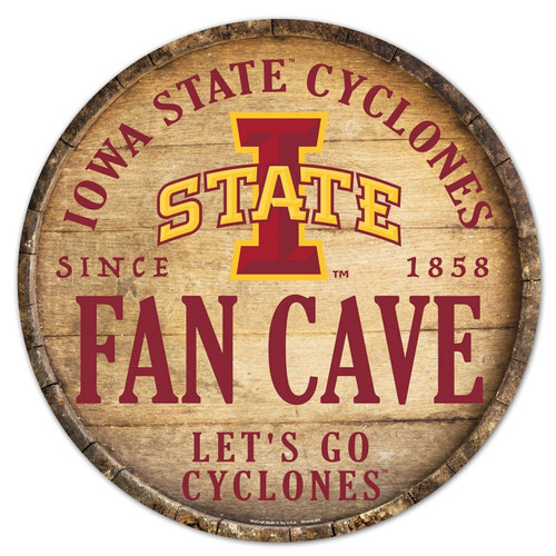 Iowa State Cyclones Sign Wood 14 Inch Round Barrel Top Design - Special Order Z157-9416626507