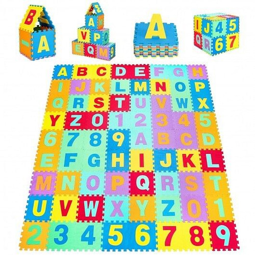 Kids Foam Interlocking Puzzle Play Mat with Alphabet and Numbers 72 Pieces Set B593-HW70218