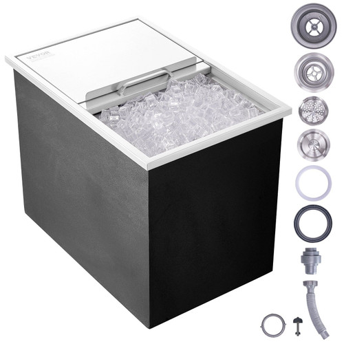 VEVOR Drop in Ice Chest, 27"L x 18"W x 21"H Stainless Steel Ice Cooler, Commercial Ice Bin with Sli E415-QRSCBCHG27LXXJVXNV0