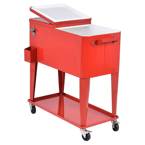 80 Quart Red Sturdy Rolling Steel Construction Cooler Q280-RMZR1760