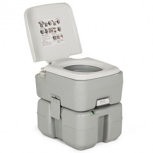 5.3 Gallon Portable Travel Toilet with Piston Pump Flush B593-OP3653