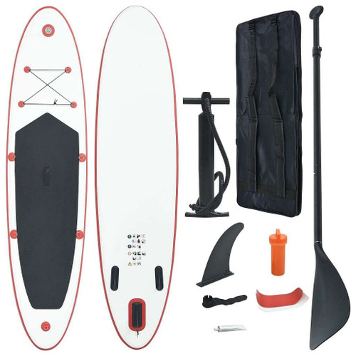 vidaXL Stand Up Paddle Board Set SUP Surfboard Inflatable Red and White A949-92201