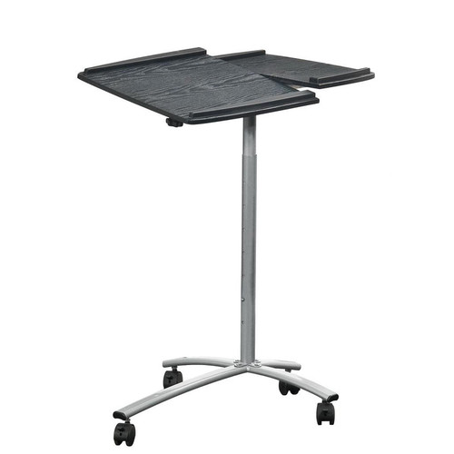 Adjustable Laptop Computer Cart Desk Stand in Graphite Wood Grain Q280-TMALC5001