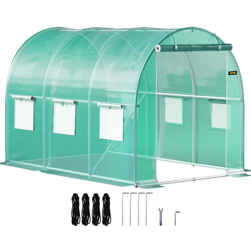 VEVOR Walk-in Tunnel Greenhouse, 9.8 x 6.6 x 6.6 ft Portable Plant Hot House w/ Galvanized Steel Ho E415-YDSDWSL1077FTKHD5V0