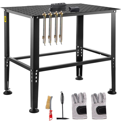 VEVOR Welding Table, 36" x 24" Adjustable Workbench, 0.12" Thick Industrial Workbench, 600lb Load C E415-HJTKKVFXZR1FBL712V0