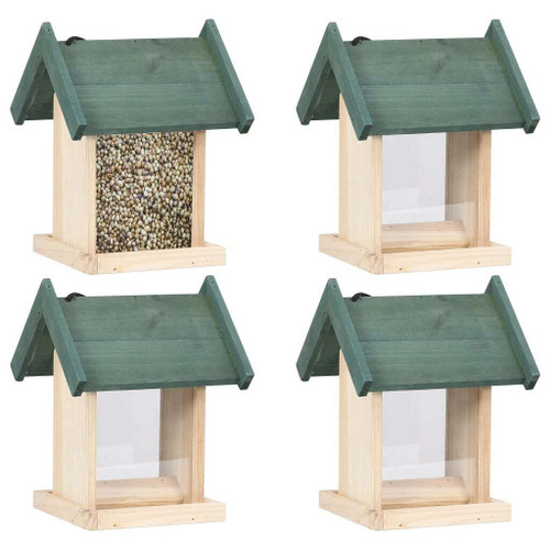 vidaXL Bird Feeders 4 pcs Firwood A949-47233