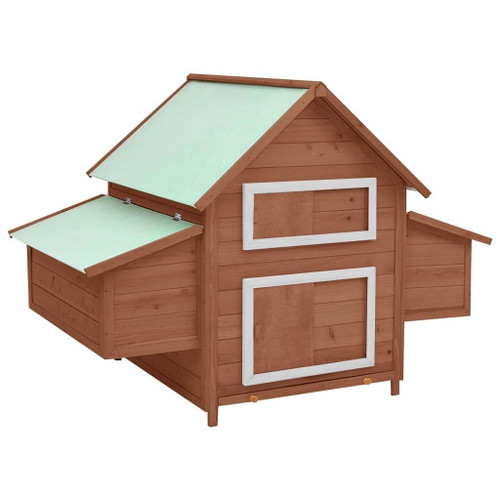 vidaXL Chicken Coop Mocha and White 59.8"x37.7"x43.3" Solid Firwood A949-171461