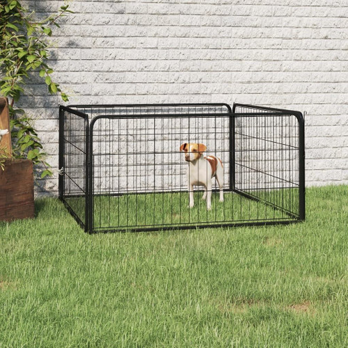 vidaXL Dog Playpen 4 Panels Black 39.4"x19.7" Powder-coated Steel