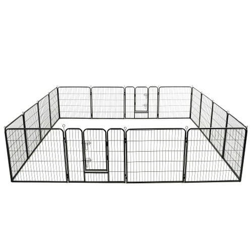 vidaXL Dog Playpen 16 Panels Steel 31.5"x31.5" Black