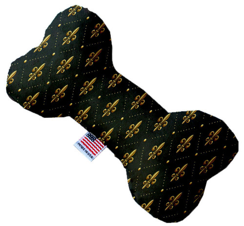 Black and Gold Fleur de Lis 8 inch Bone Dog Toy