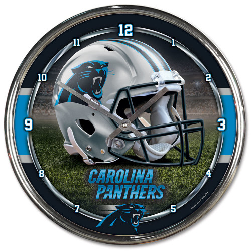 Carolina Panthers Round Chrome Wall Clock