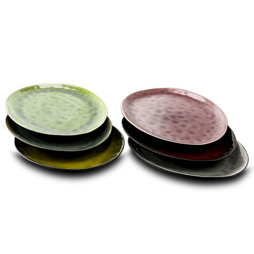 Gibson Leaf Shape 6 Piece 10.5 Inch Stoneware Dinner Plates in Assorted Color