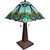 23" Aqua Blues and Amber Abstract Stained Glass Two Light Mission Style Table Lamp N270-478147