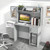 Home Office Desk with Raised Display Shelf and 2 Open Shelves-Gray B593-CB10684