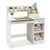 Kids Study Desk Children Writing Table with Hutch Drawer Shelves and Keyboard Tray-White - Color: W D681-HY10161WH