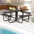 Square Picnic Table and Bench for 8 Person with Seats and Umbrella Hole-Black - Color: Black D681-NP11797BK+