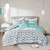 King size Reversible Comforter Set in Grey White Aqua Teal Chevron Stripe Q280-NCSKCA8945296