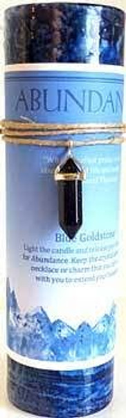 Abundance pillar candle with Blue Sandstone pendant
