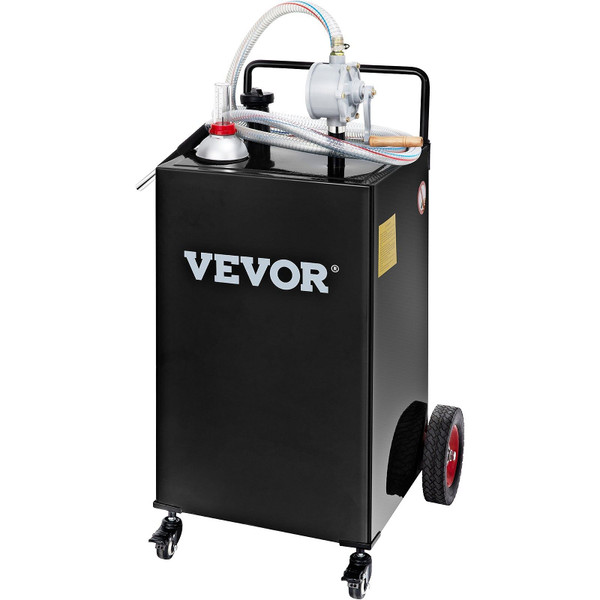 VEVOR 30 Gallon Fuel Caddy, Gas Storage Tank & 4 Wheels, with Manuel Transfer Pump, Gasoline Diesel