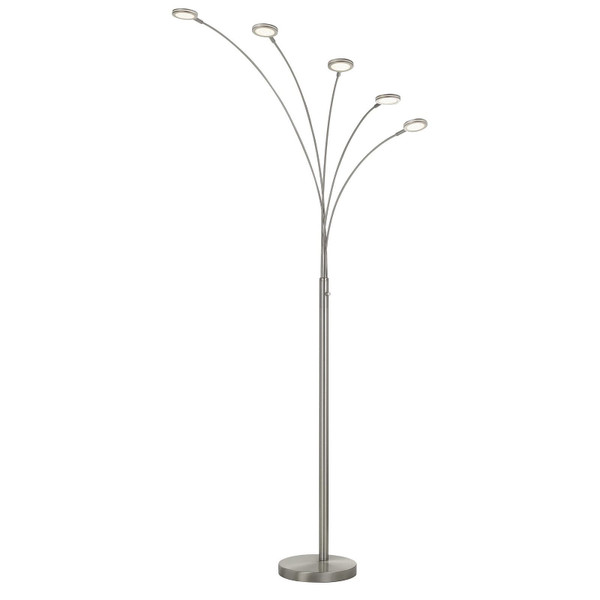 72" Nickel Five Light Led Arc Floor Lamp N270-526279