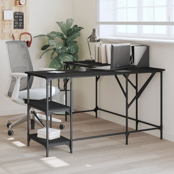 vidaXL Desk Black 54.7"x54.7"x29.5" Engineered Wood A949-837587