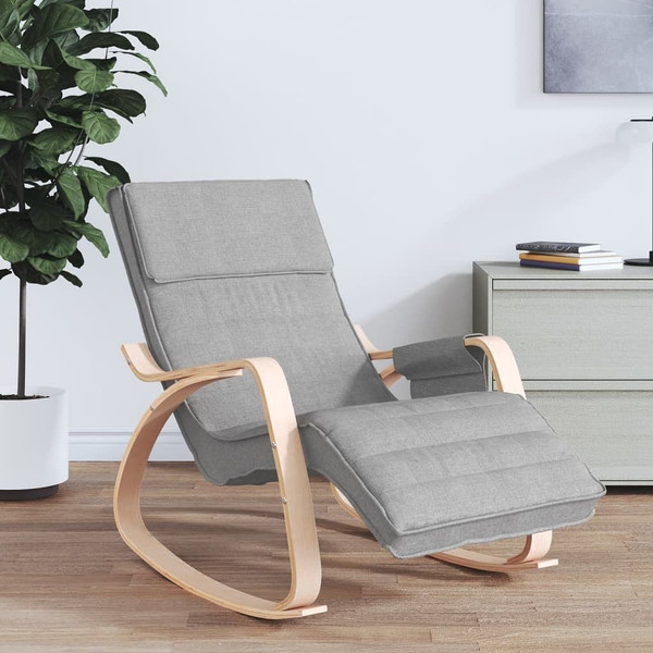 vidaXL Rocking Chair Light Gray Fabric A949-352443