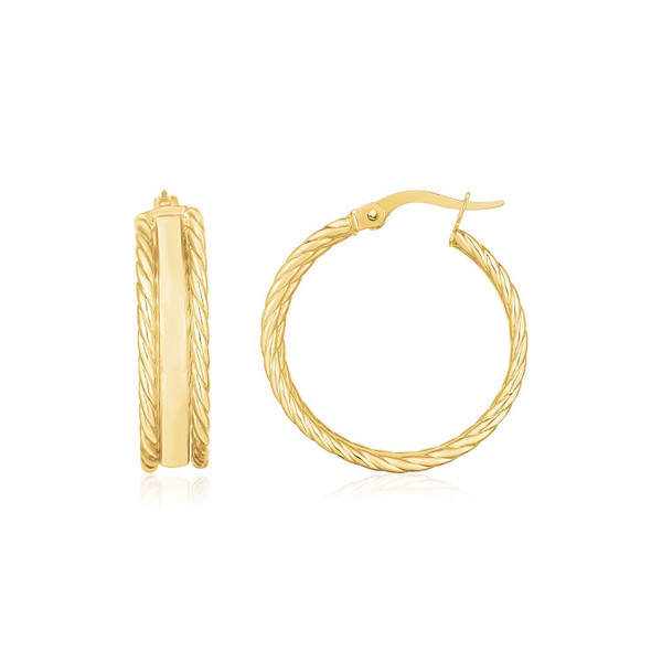 14K Yellow Gold Triple Row Hoop Earrings P150-97046