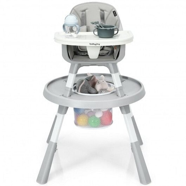 6-in-1 Baby High Chair Infant Activity Center with Height Adjustment-Gray - Color: Gray D681-BB5693GR