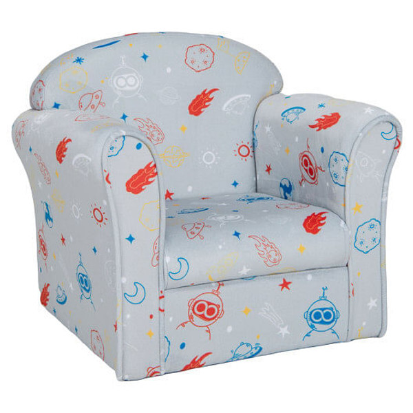 Toddler Upholstered Armchair with Solid Wooden Frame and High-density Sponge Filling-Gray - Color:  D681-HY10198