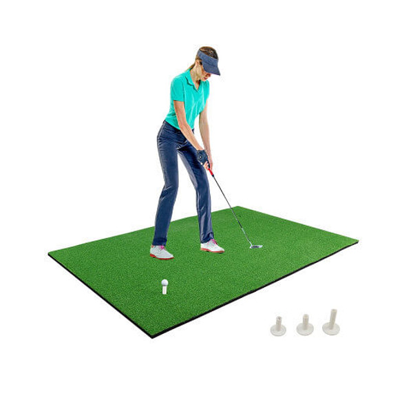5 x 3 Feet Golf Mat with 3 Rubber Tees - Color: Green D681-SP37806