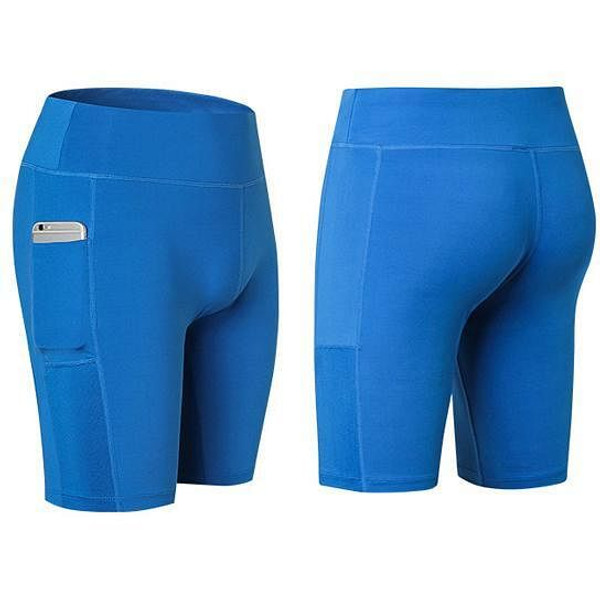 Size: Medium,Color: Blue - All Seasons Yoga Shorts Stretchable With Phone Pocket K290-7070523359267