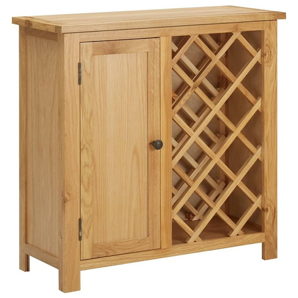 vidaXL Wine Cabinet for 11 Bottles 31.5"x12.6"x31.5" Solid Oak Wood A949-289200