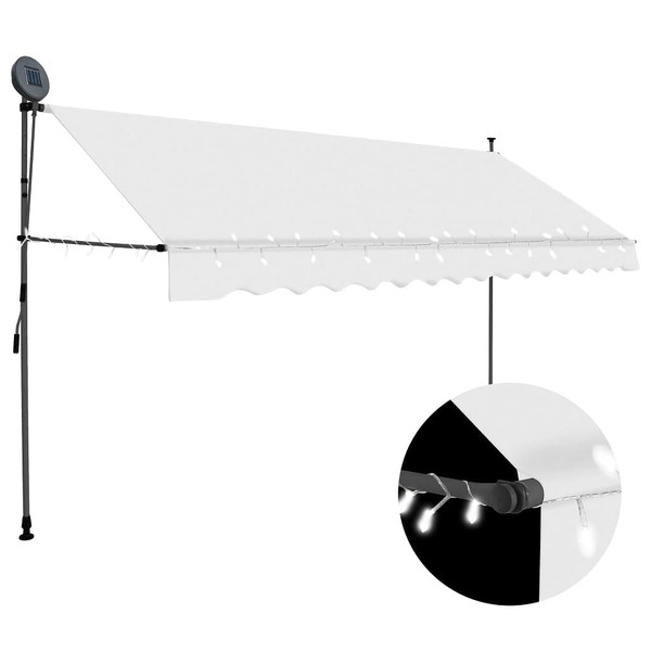 vidaXL Manual Retractable Awning with LED 137.8" Cream A949-148100