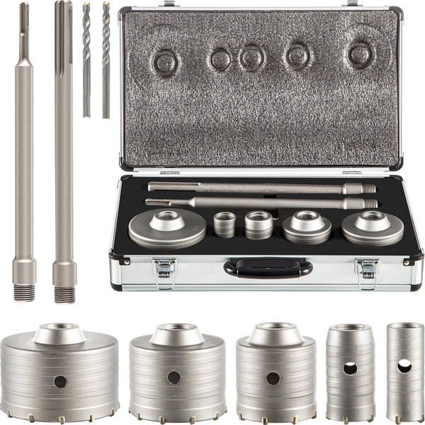 VEVOR Concrete Hole Saw Kit, 1-2/11", 1-3/5", 2-9/16", 3-5/32", 3-15/16" Drill Bit Set SDS Plus & S E415-HNTKJTZYCJBD99DF2V0