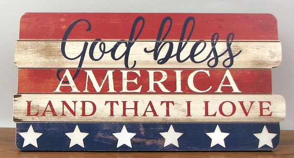 "God Bless America" Wood Sign Q484-049-36516